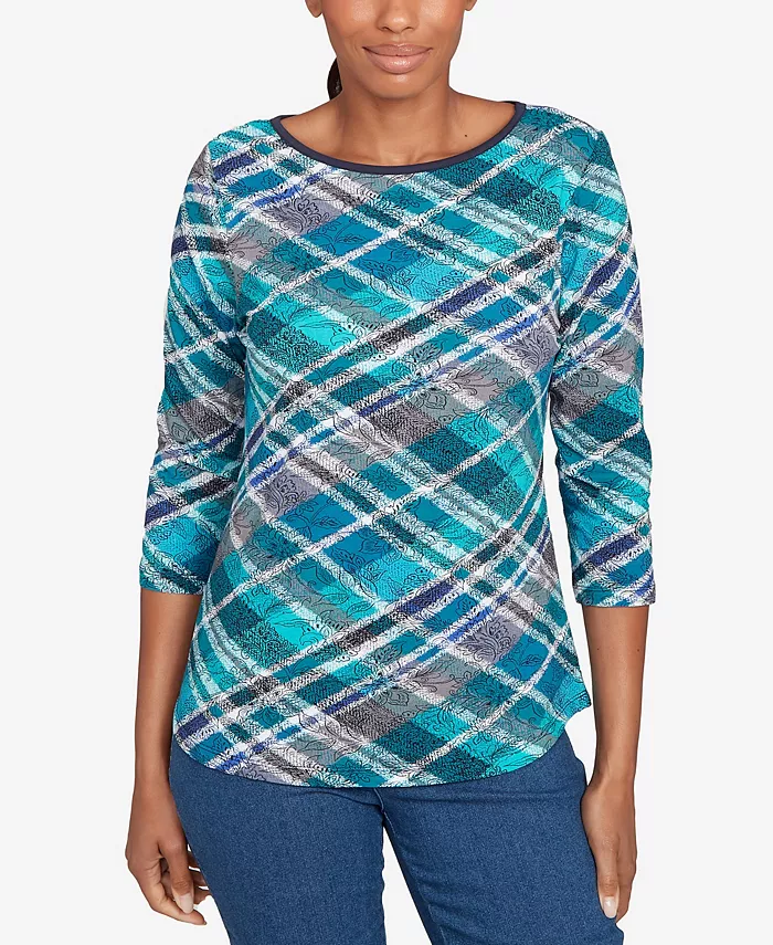 Миниатюрный клетчатый трикотажный топ с однотонной отделкой Ruby Rd., мультиколор
Миниатюрный клетчатый трикотажный топ с однотонной отделкой Ruby Rd., мультиколор