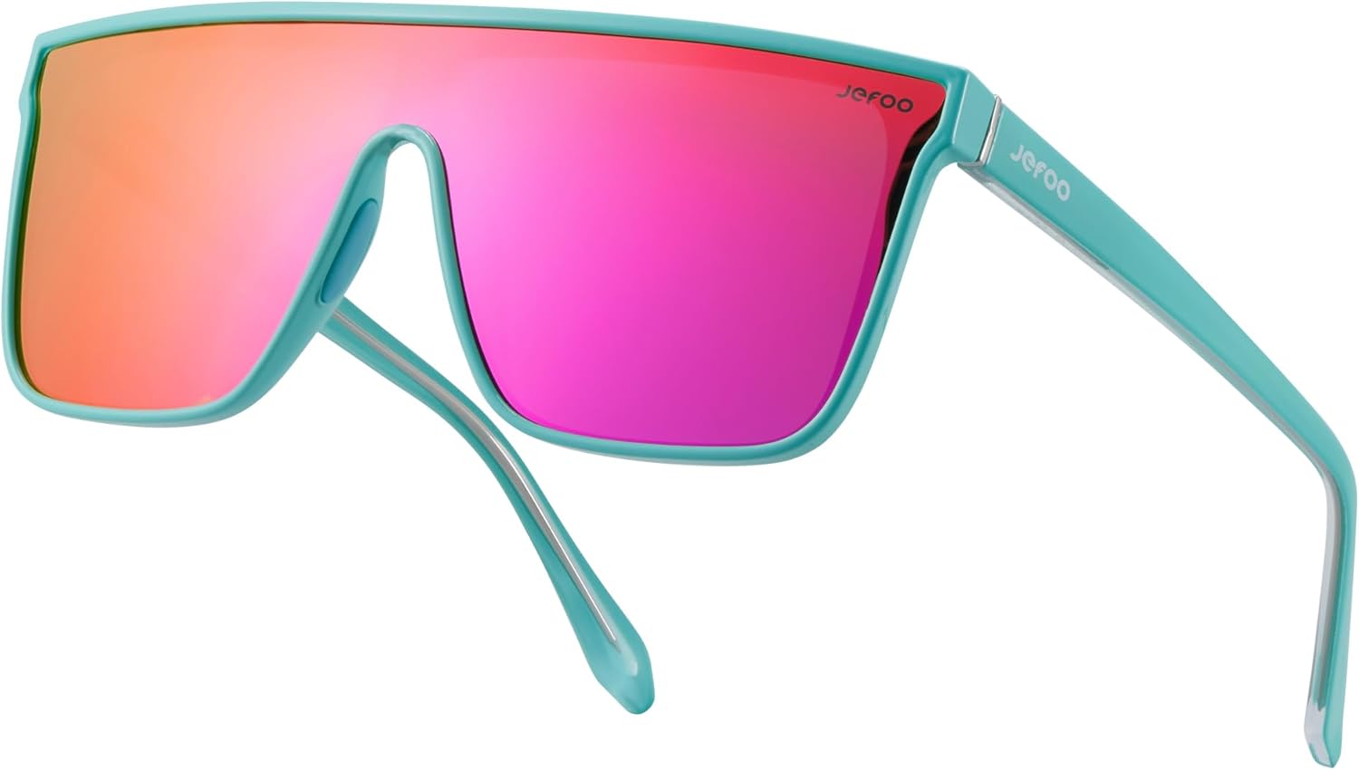 Поляризованные квадратные солнцезащитные очки Jefoo для женщин и мужчин, увеличенного размера, с сиамскими линзами, плоской верхней частью, защитой от УФ-излучения, Mint Blue Frame / Pink Mirrored Lens
Поляризованные квадратные солнцезащитные очки Jefoo для женщин и мужчин, увеличенного размера, с сиамскими линзами, плоской верхней частью, защитой от УФ-излучения, Mint Blue Frame / Pink Mirrored Lens