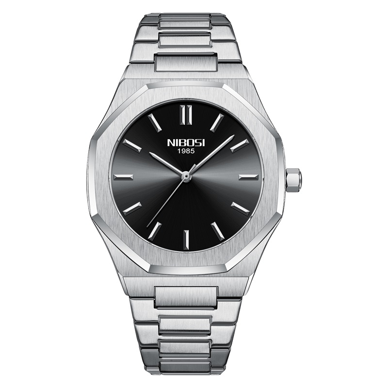 Кварцевые часы на стальном браслете мужские с черным циферблатом NIBOSI 1985
Кварцевые часы на стальном браслете мужские с черным циферблатом NIBOSI 1985