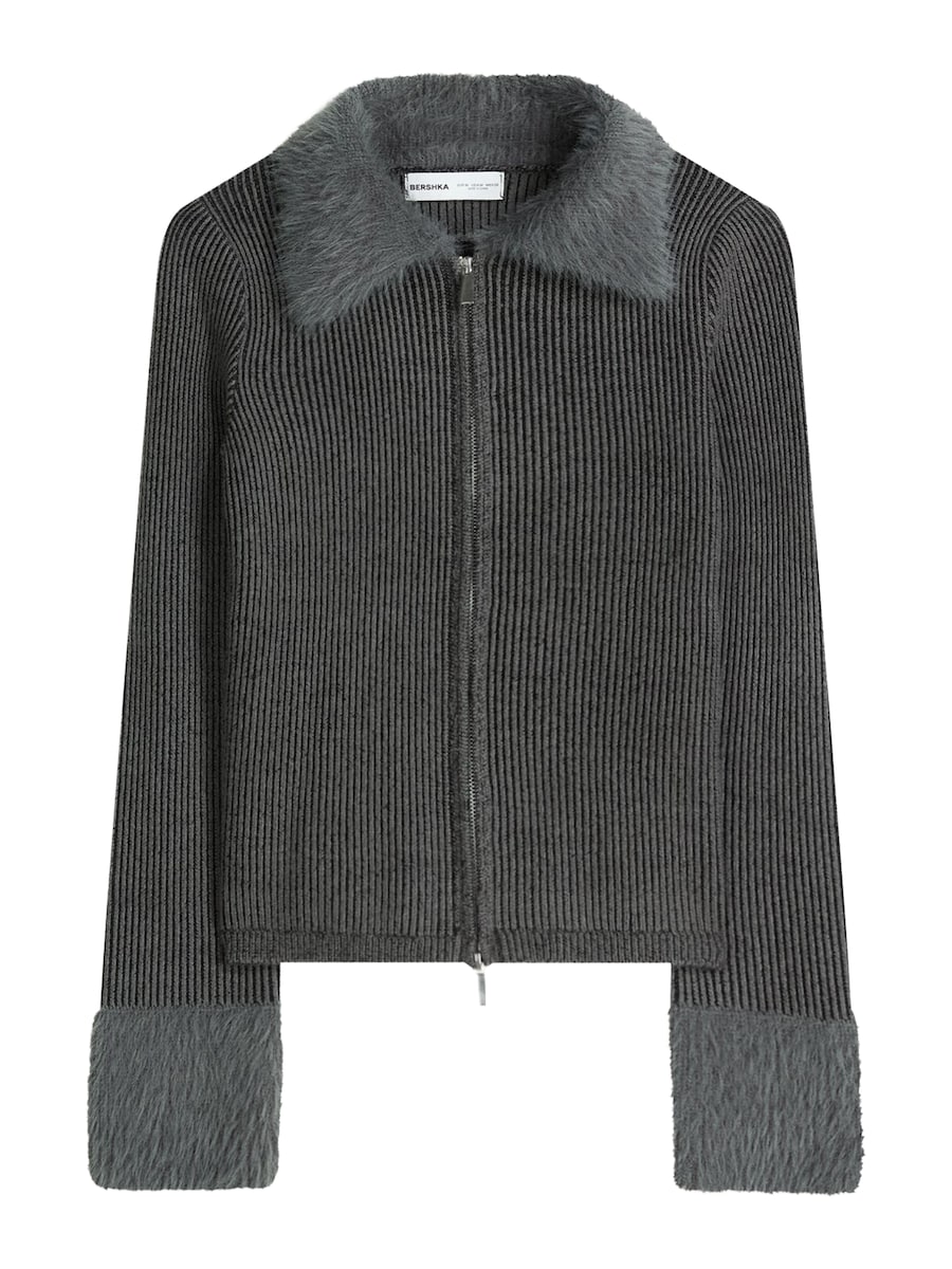 Вязаный кардиган Bershka, антрацит
Вязаный кардиган Bershka, антрацит