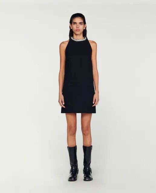 Короткое платье со стразами на шее Sandro, черный
Короткое платье со стразами на шее Sandro, черный