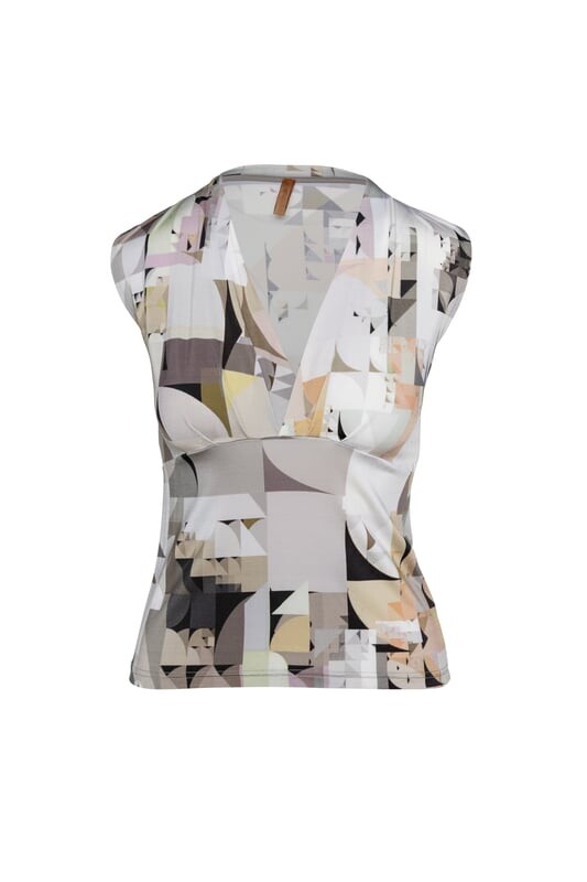 Топ с принтом и V-образным вырезом Conquista, коричневый 
Топ с принтом и V-образным вырезом Conquista, коричневый