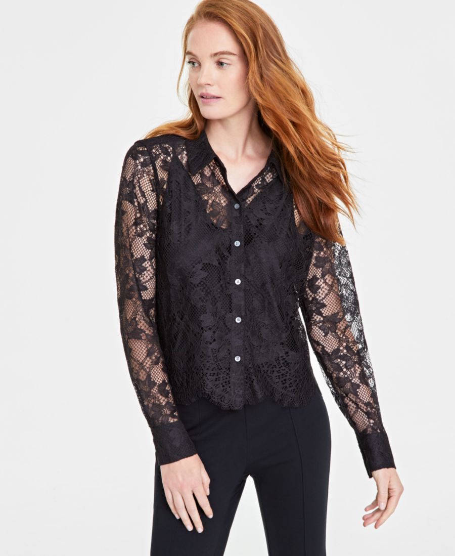 Женская кружевная рубашка с длинными рукавами и пуговицами спереди On 34th, Deep Black
Женская кружевная рубашка с длинными рукавами и пуговицами спереди On 34th, Deep Black