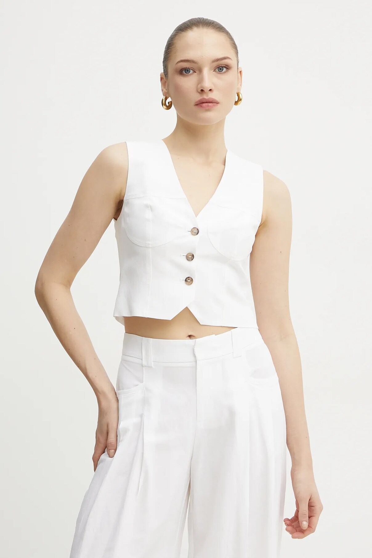 Жилет из смесового льна Ermanno Scervino, белый
Жилет из смесового льна Ermanno Scervino, белый