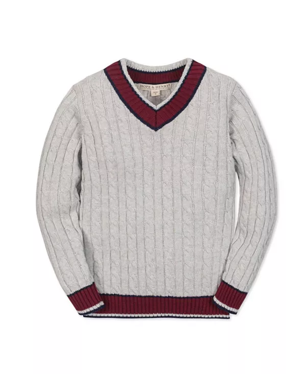 Детский свитер для крикета с длинными рукавами и V-образным вырезом из органического хлопка - для малышей и взрослых. Hope & Henry, серый
Детский свитер для крикета с длинными рукавами и V-образным вырезом из органического хлопка - для малышей и взрослых. Hope & Henry, серый