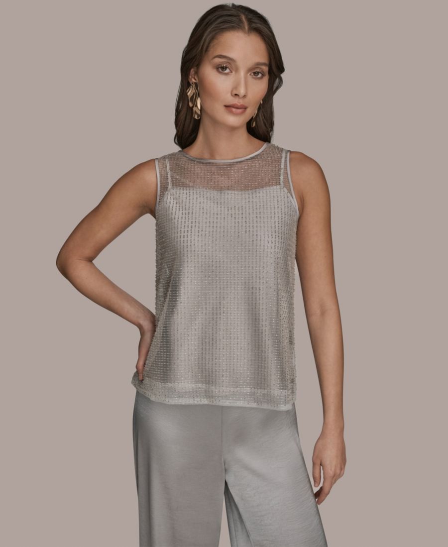 Женский топ без рукавов, расшитый бисером Donna Karan New York, Silver/white
Женский топ без рукавов, расшитый бисером Donna Karan New York, Silver/white