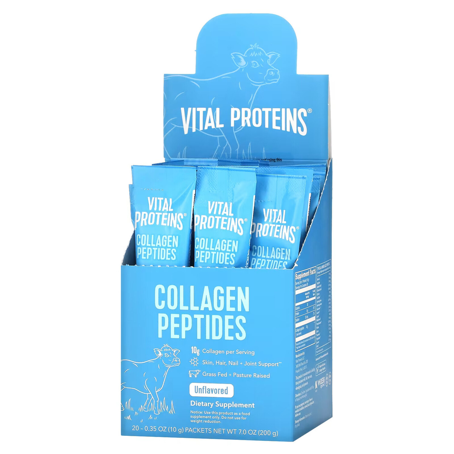 Vital Proteins, пептиды коллагена, без вкуса, 20 пакетиков, весом 10 г (0,35 унции) каждый
Vital Proteins, пептиды коллагена, без вкуса, 20 пакетиков, весом 10 г (0,35 унции) каждый