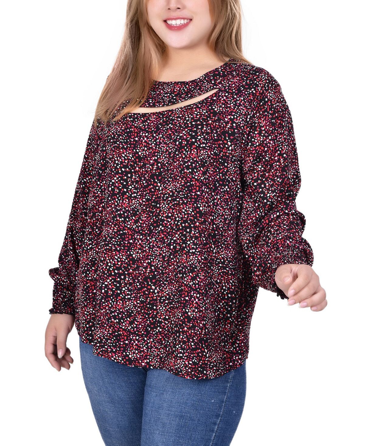 Плюс размер блузка с длинными рукавами и вырезом спереди NY Collection, мульти
Плюс размер блузка с длинными рукавами и вырезом спереди NY Collection, мульти