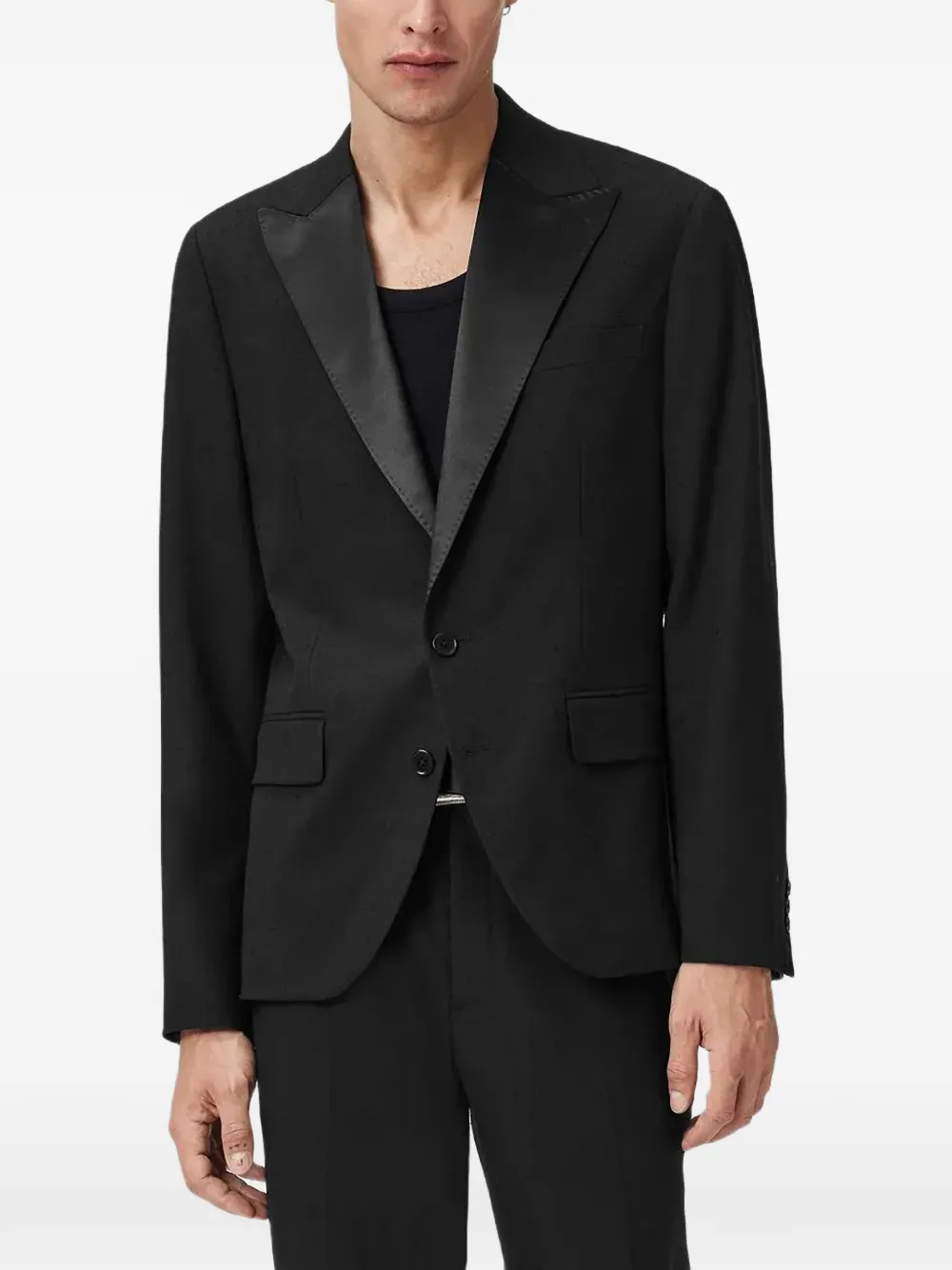 Однобортный пиджак Germain Allsaints, черный
Однобортный пиджак Germain Allsaints, черный