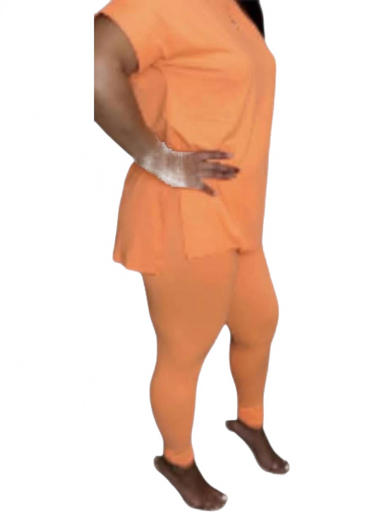 Комплект топ и леггинсы в масляно-оранжевом цвете ZENANA 
Комплект топ и леггинсы в масляно-оранжевом цвете ZENANA