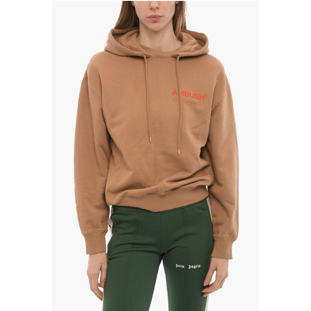 Толстовка с капюшоном из матового хлопка с напечатанным логотипом Ambush, Brown 
Толстовка с капюшоном из матового хлопка с напечатанным логотипом Ambush, Brown