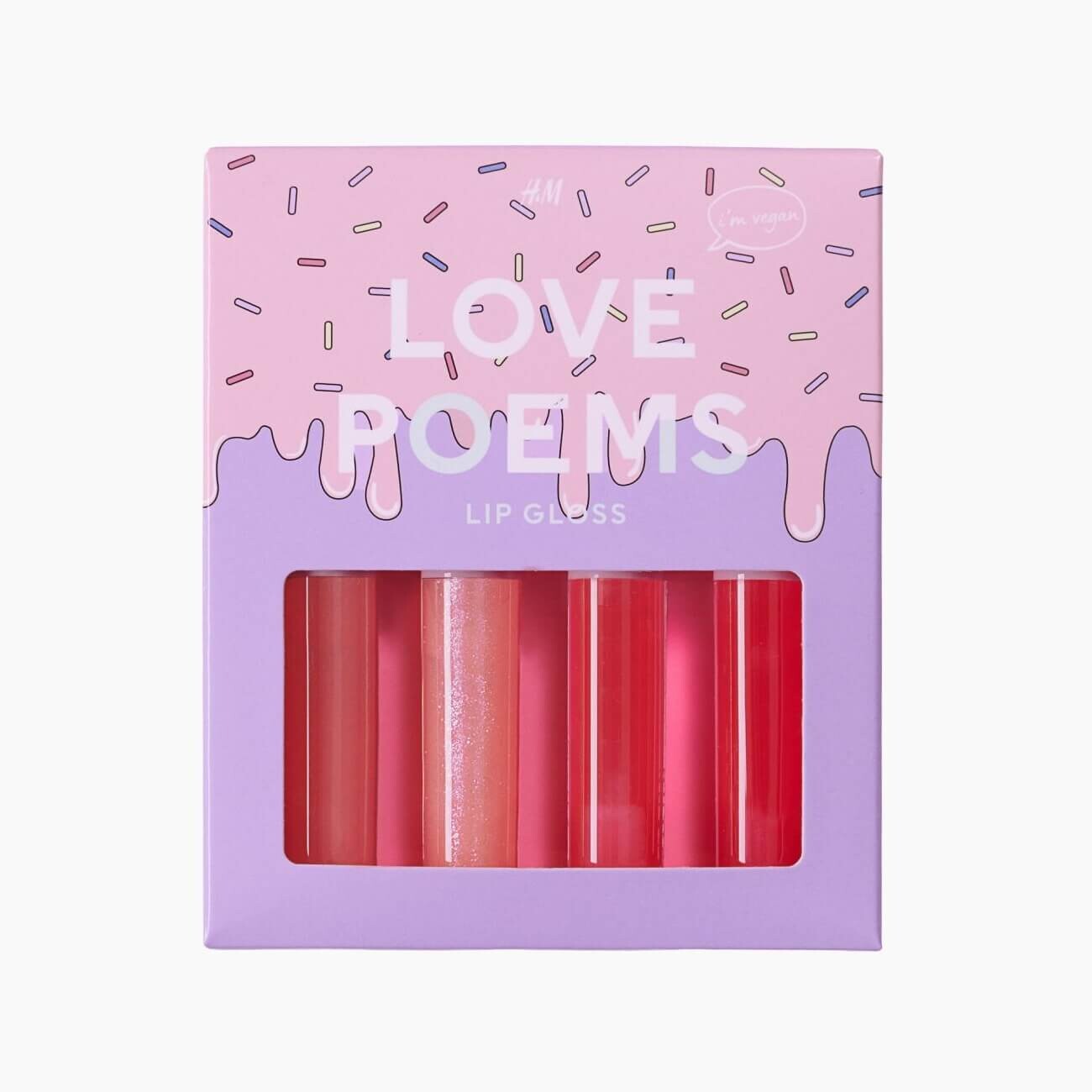 Набор блесков для губ H&M, 4 штуки, оттенок Love Poems
Набор блесков для губ H&M, 4 штуки, оттенок Love Poems