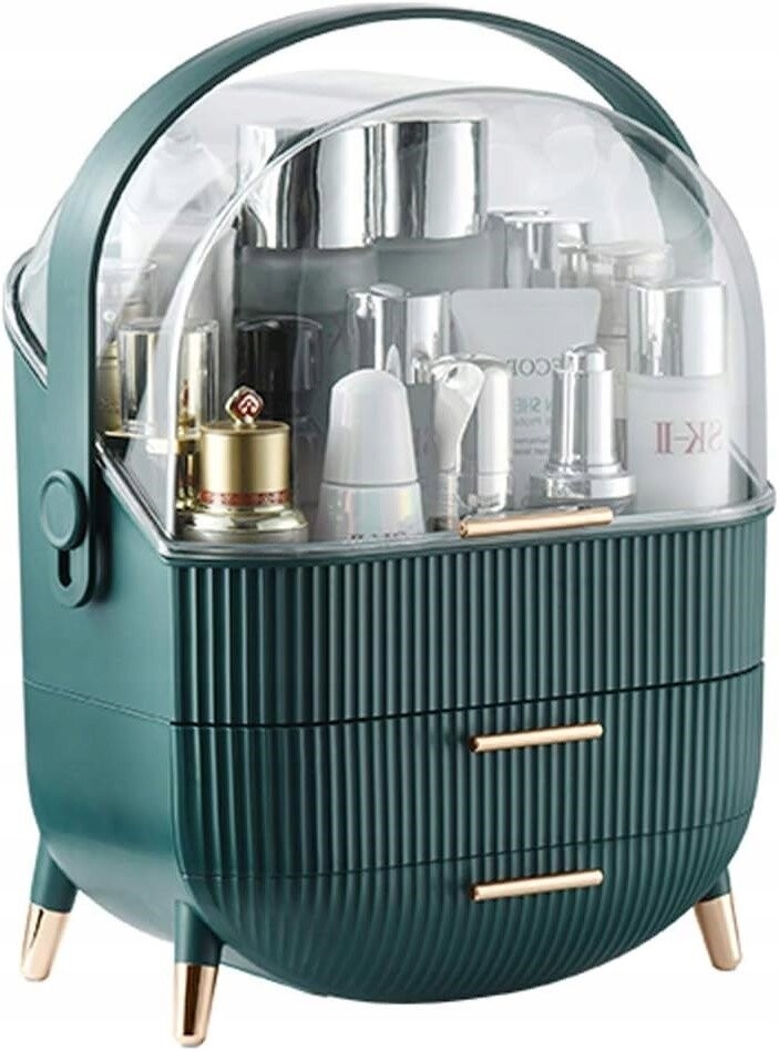 Шкатулка-органайзер для косметики с ящиками на ножках F9 Зеленый Korbi