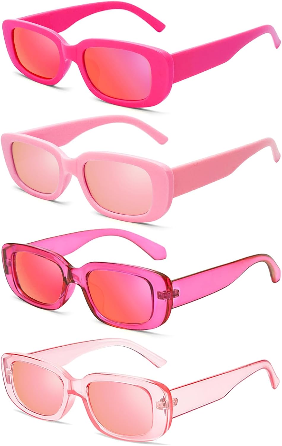 Набор из 4 женских прямоугольных солнцезащитных очков в стиле ретро с зеркальными линзами и квадратными линзами, винтажные очки в стиле 90-х и Y2K, аксессуары в эстетическом стиле SUNOVELTIES, Transparent Pink+hotpink
Набор из 4 женских прямоугольных солнцезащитных очков в стиле ретро с зеркальными линзами и квадратными линзами, винтажные очки в стиле 90-х и Y2K, аксессуары в эстетическом стиле SUNOVELTIES, Transparent Pink+hotpink