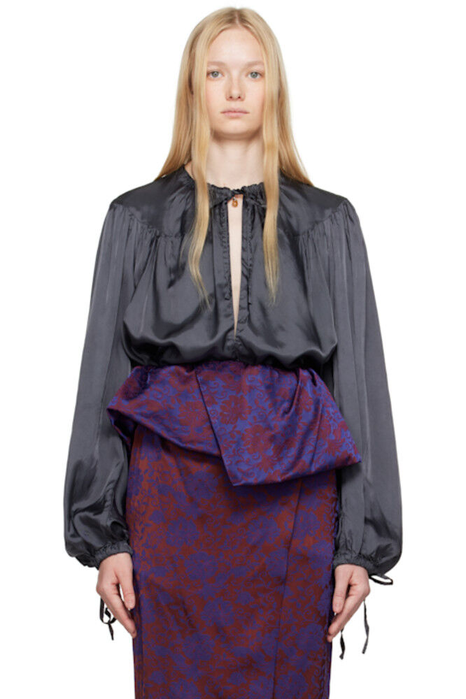 Серая блузка на завязках Dries Van Noten
Серая блузка на завязках Dries Van Noten