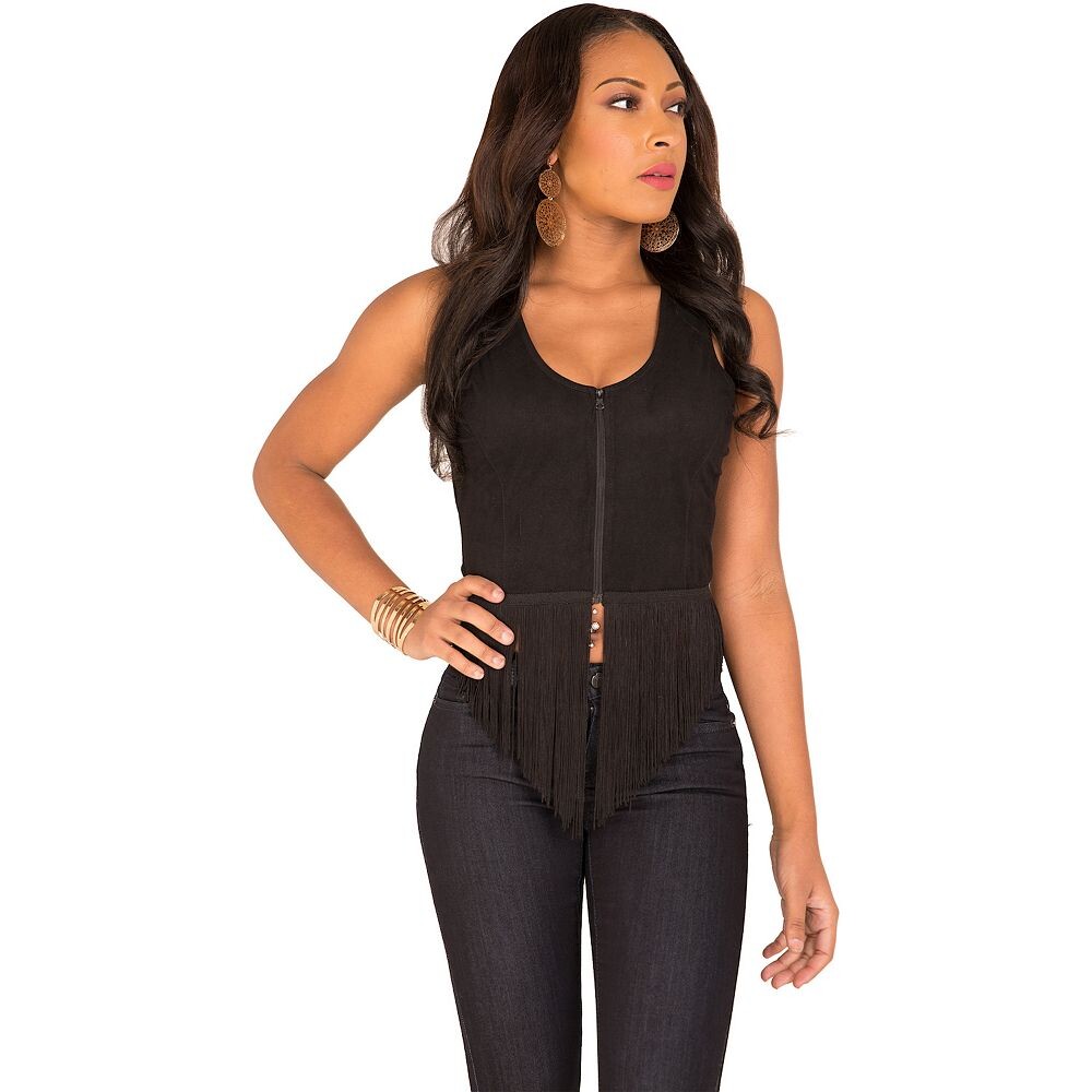 Топ на бретелях на молнии Karen с V-образной бахромой Poetic Justice, черный
Топ на бретелях на молнии Karen с V-образной бахромой Poetic Justice, черный