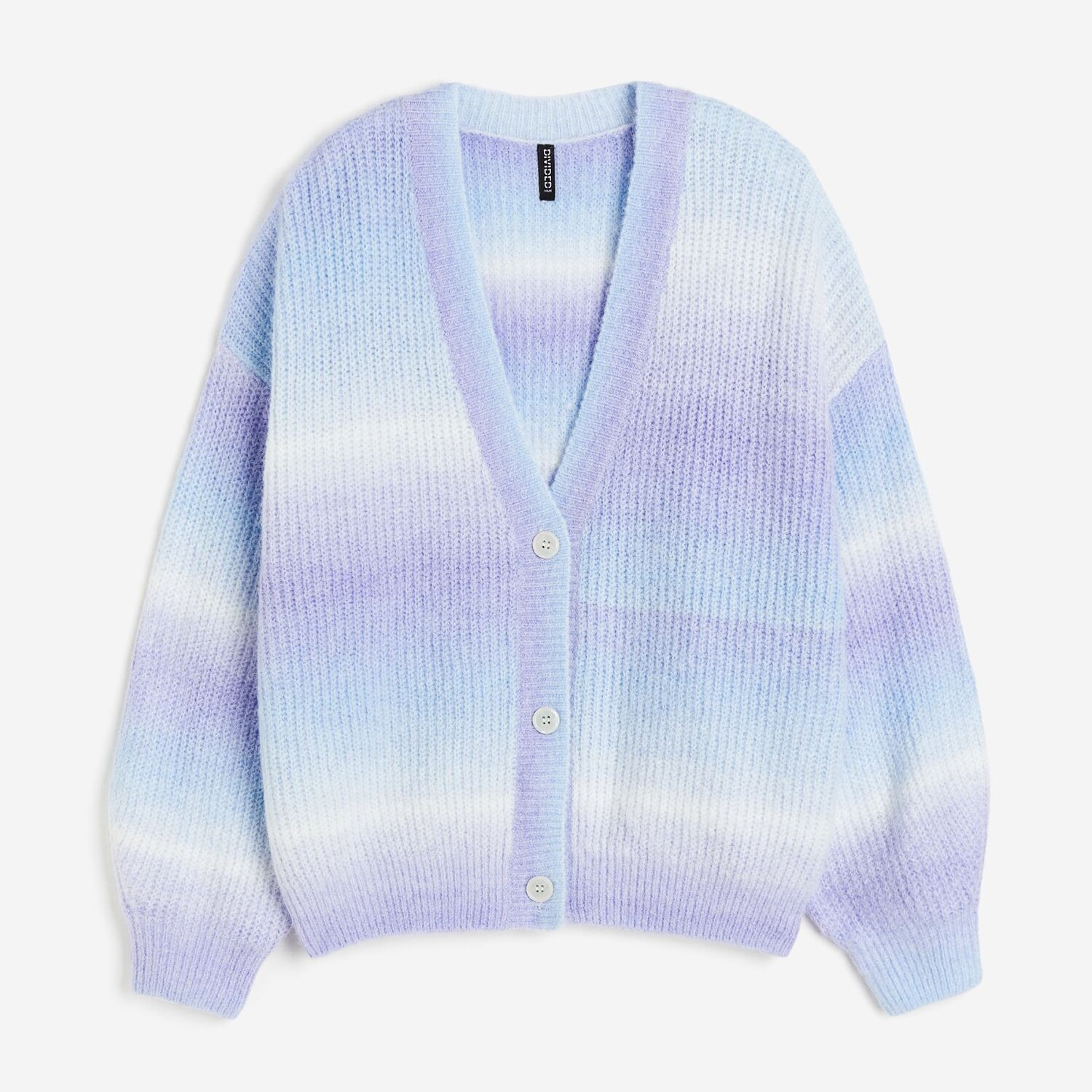 Кардиган оверсайз в рубчик H&M, фиолетовый/радужный в полоску
Кардиган оверсайз в рубчик H&M, фиолетовый/радужный в полоску