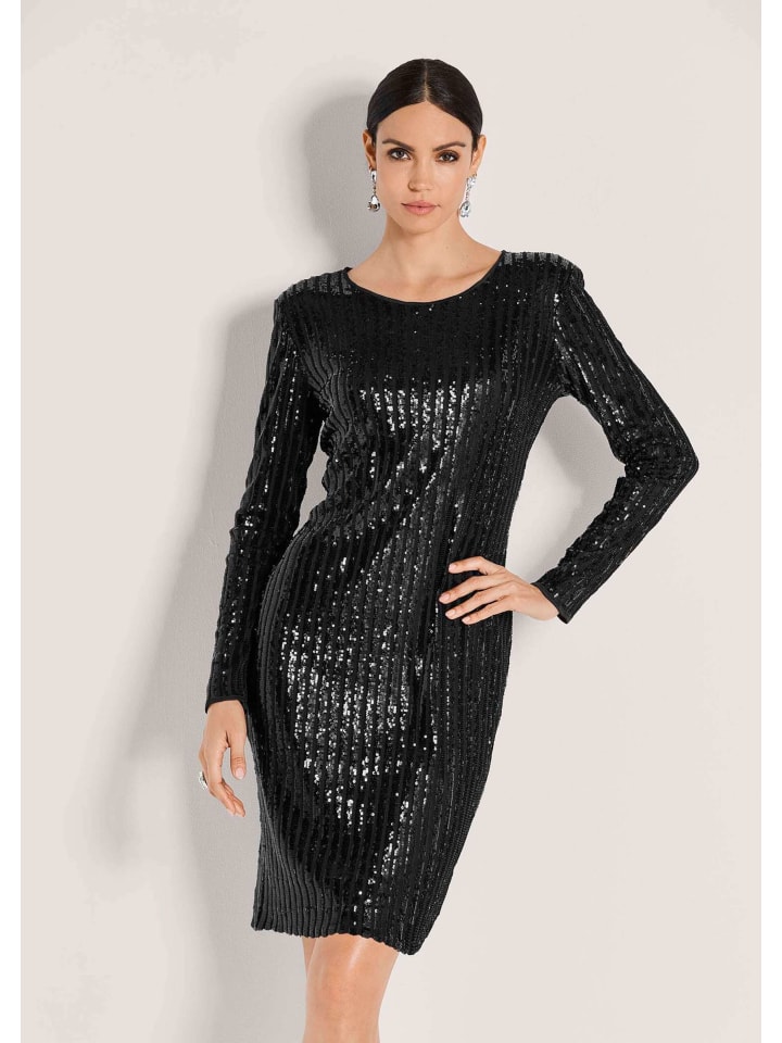 MADELEINE Элегантное платье черного цвета, расшитое пайетками, с круглым вырезом
MADELEINE Элегантное платье черного цвета, расшитое пайетками, с круглым вырезом