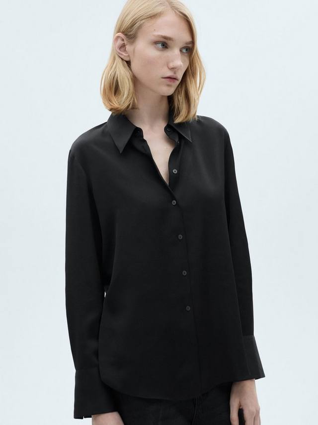 Идеальная атласная струящаяся рубашка Mango, черный
Идеальная атласная струящаяся рубашка Mango, черный