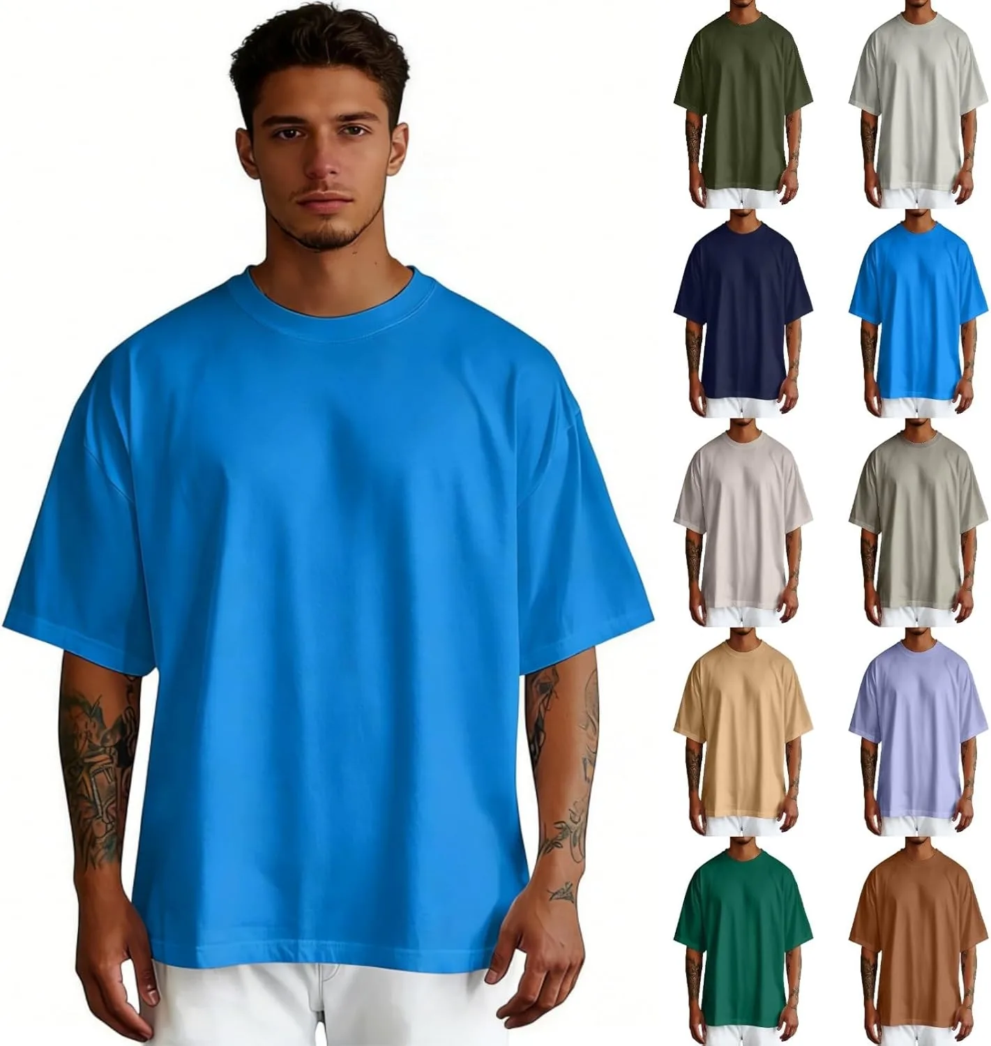 Футболка Oversized для мужчин с коротким рукавом и круглым вырезом
Футболка Oversized для мужчин с коротким рукавом и круглым вырезом