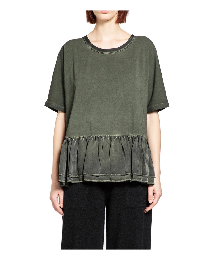 Зеленый хлопковый трикотажный топ с оборками по низу Uma Wang, зеленый
Зеленый хлопковый трикотажный топ с оборками по низу Uma Wang, зеленый