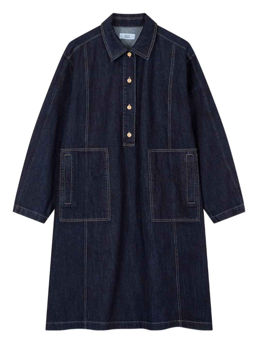 Джинсовое миди-платье с накладными карманами STUDIO TOMBOY, синий
Джинсовое миди-платье с накладными карманами STUDIO TOMBOY, синий