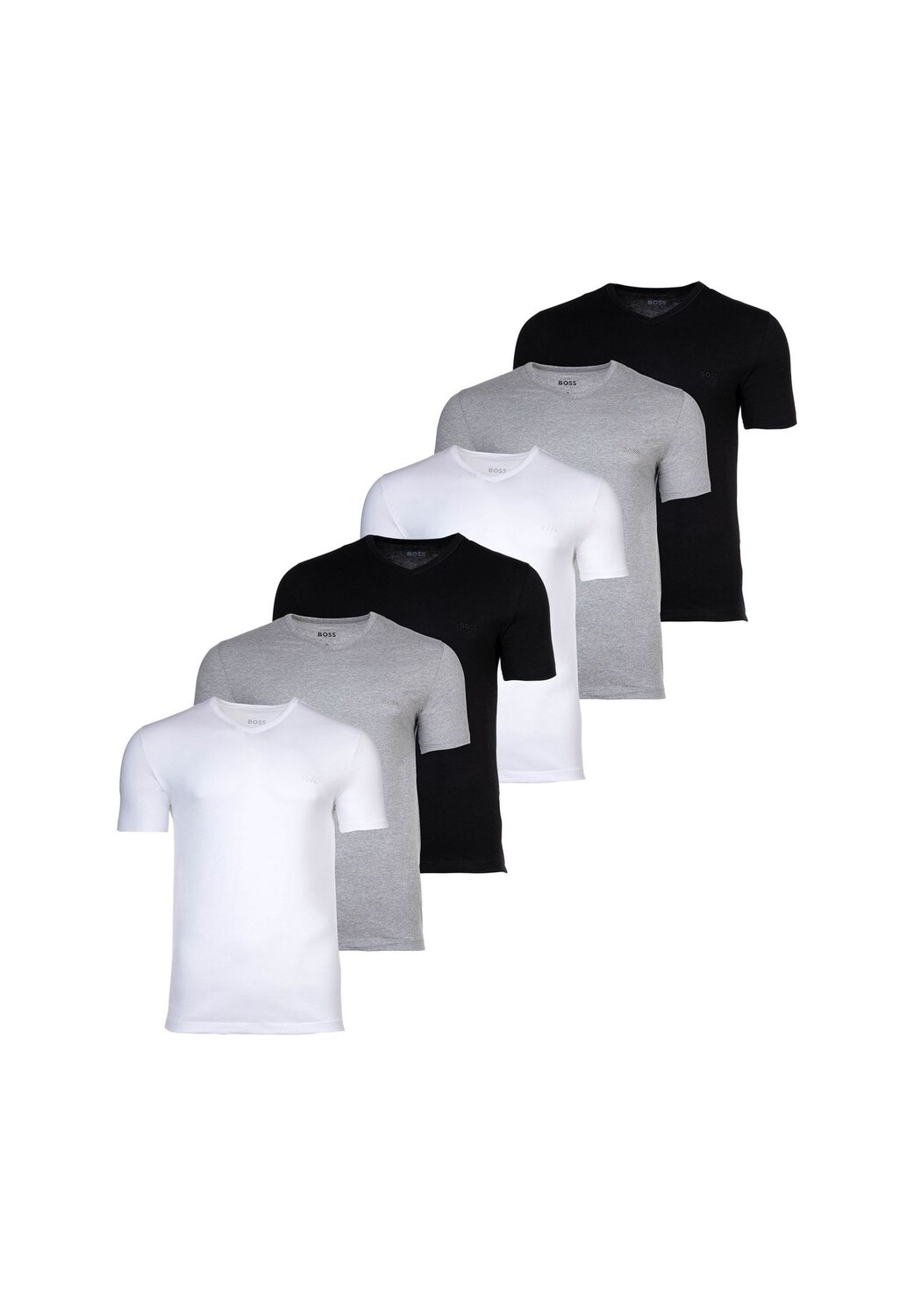 Мужская футболка, 6 шт. - TShirtVN Classic, майка, V-образный вырез, хлопок BOSS, цвет Grau Schwarz 
Мужская футболка, 6 шт. - TShirtVN Classic, майка, V-образный вырез, хлопок BOSS, цвет Grau Schwarz