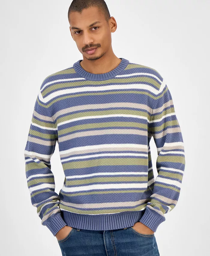 Мужской полосатый свитер с круглым вырезом Sun + Stone, синий
Мужской полосатый свитер с круглым вырезом Sun + Stone, синий