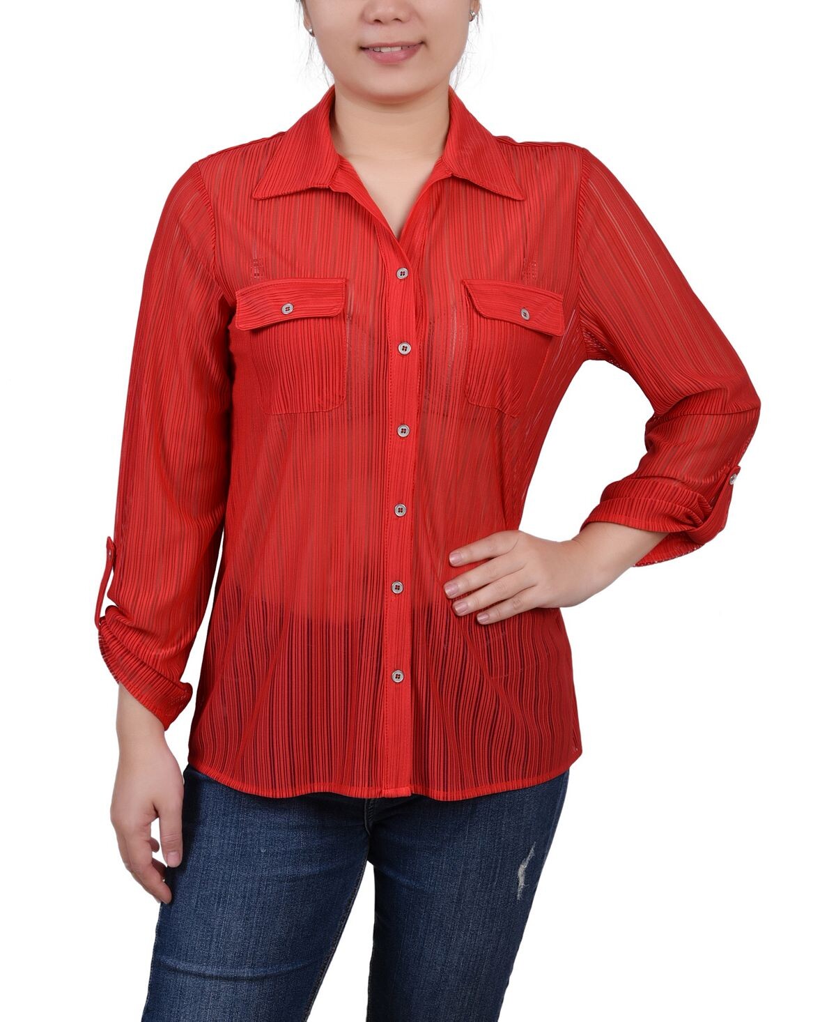 Трикотажный топ petite с длинными рукавами и выгоревшим язычком NY Collection, мульти 
Трикотажный топ petite с длинными рукавами и выгоревшим язычком NY Collection, мульти