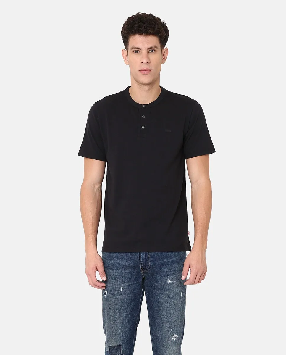 Мужская футболка Henley с короткими рукавами Levi's, черный 
Мужская футболка Henley с короткими рукавами Levi's, черный