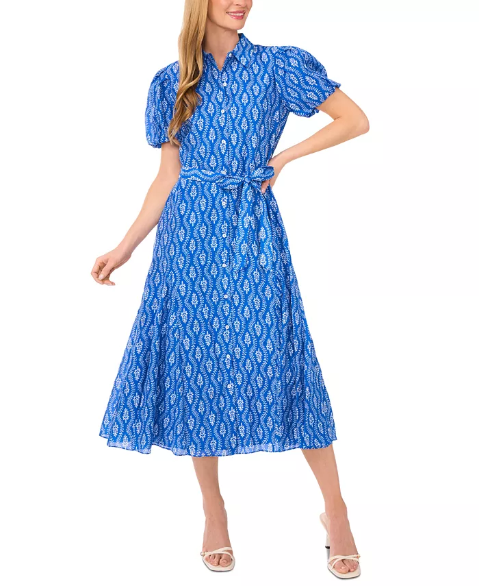 Женское платье-рубашка миди с запахом и поясом CeCe, синий
Женское платье-рубашка миди с запахом и поясом CeCe, синий