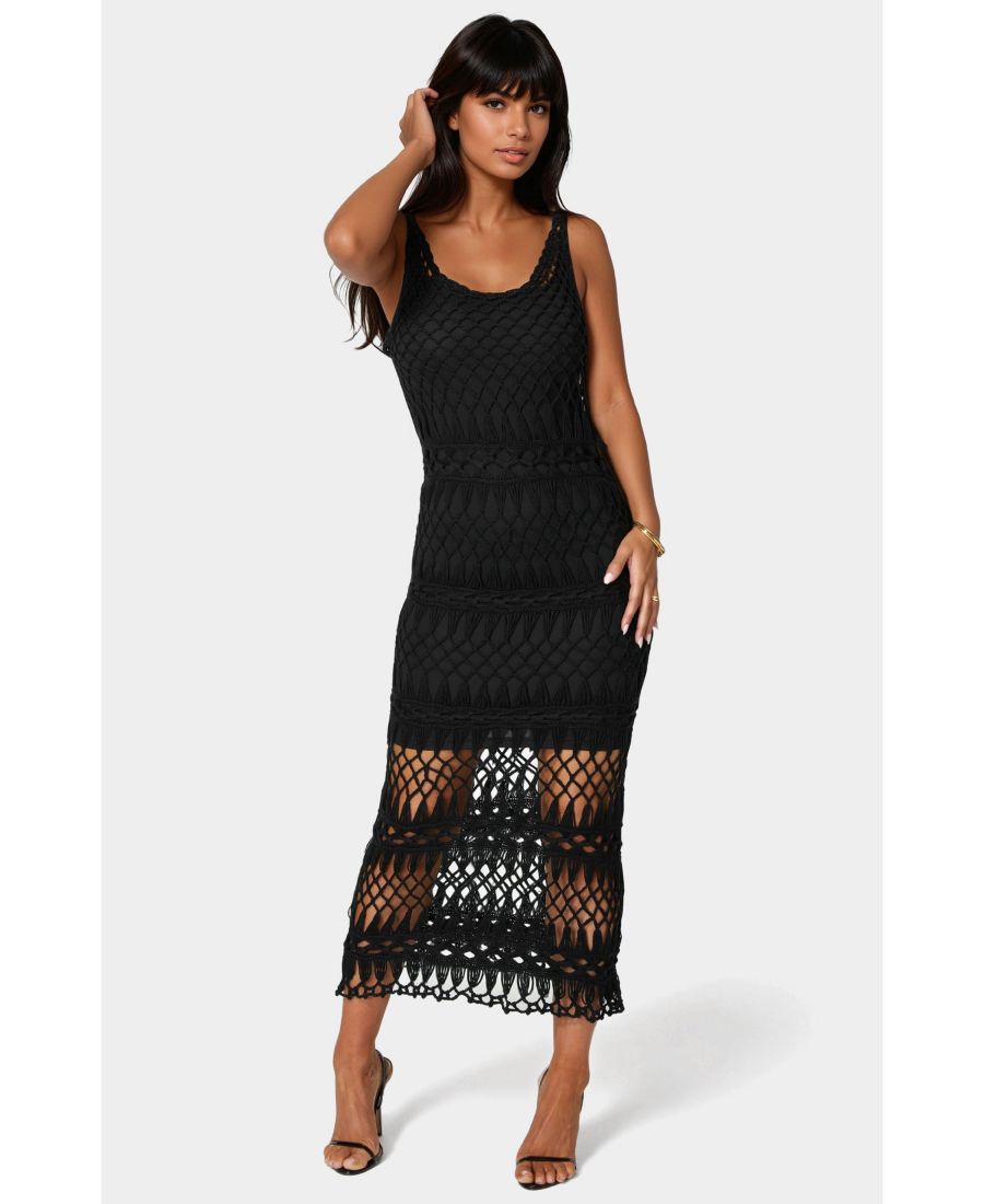 Женский топ-макси с геометрическим узором, связанный крючком Bebe, Black
Женский топ-макси с геометрическим узором, связанный крючком Bebe, Black