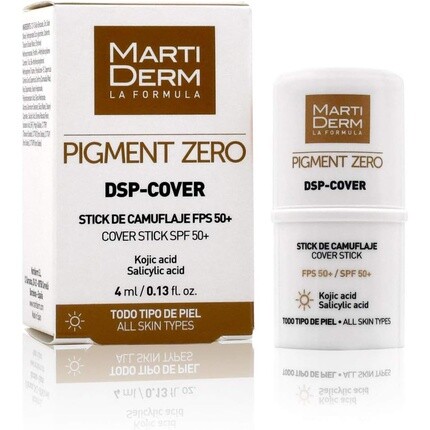 Dsp Cover Stick Spf50+ 4 мл 0,13 жидких унций, Martiderm 
Dsp Cover Stick Spf50+ 4 мл 0,13 жидких унций, Martiderm