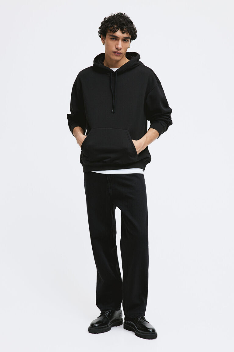 Свободная толстовка с капюшоном H&M, черный
Свободная толстовка с капюшоном H&M, черный