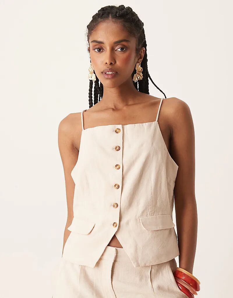 Жилет YAS из льна на тонких бретелях с квадратным вырезом, кремовый меланж
Жилет YAS из льна на тонких бретелях с квадратным вырезом, кремовый меланж