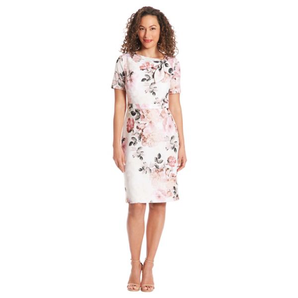 Женское мини-платье-футляр с завязками по бокам London Times, цвет ivory blush 
Женское мини-платье-футляр с завязками по бокам London Times, цвет ivory blush