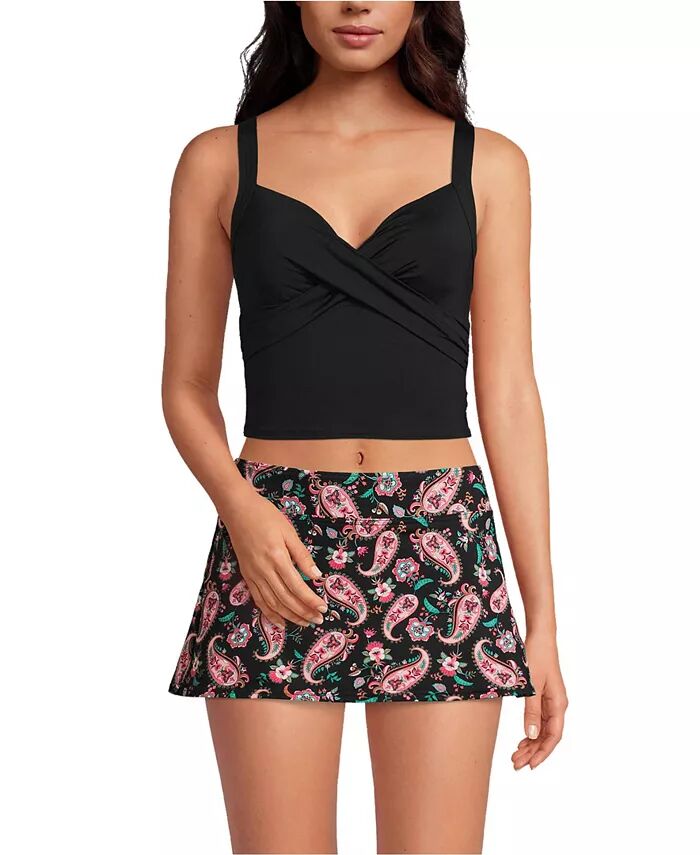 Женский длинный топ-танкини с V-образным вырезом и запахом Lands' End, черный
Женский длинный топ-танкини с V-образным вырезом и запахом Lands' End, черный