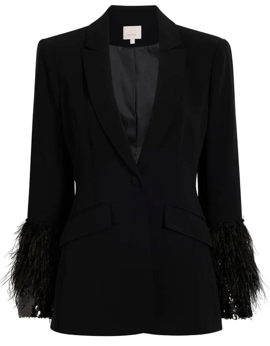 Cinq A Sept Женская куртка-блейзер Lilac Vine Cheyenne с пайетками и перьями, черная
Cinq A Sept Женская куртка-блейзер Lilac Vine Cheyenne с пайетками и перьями, черная