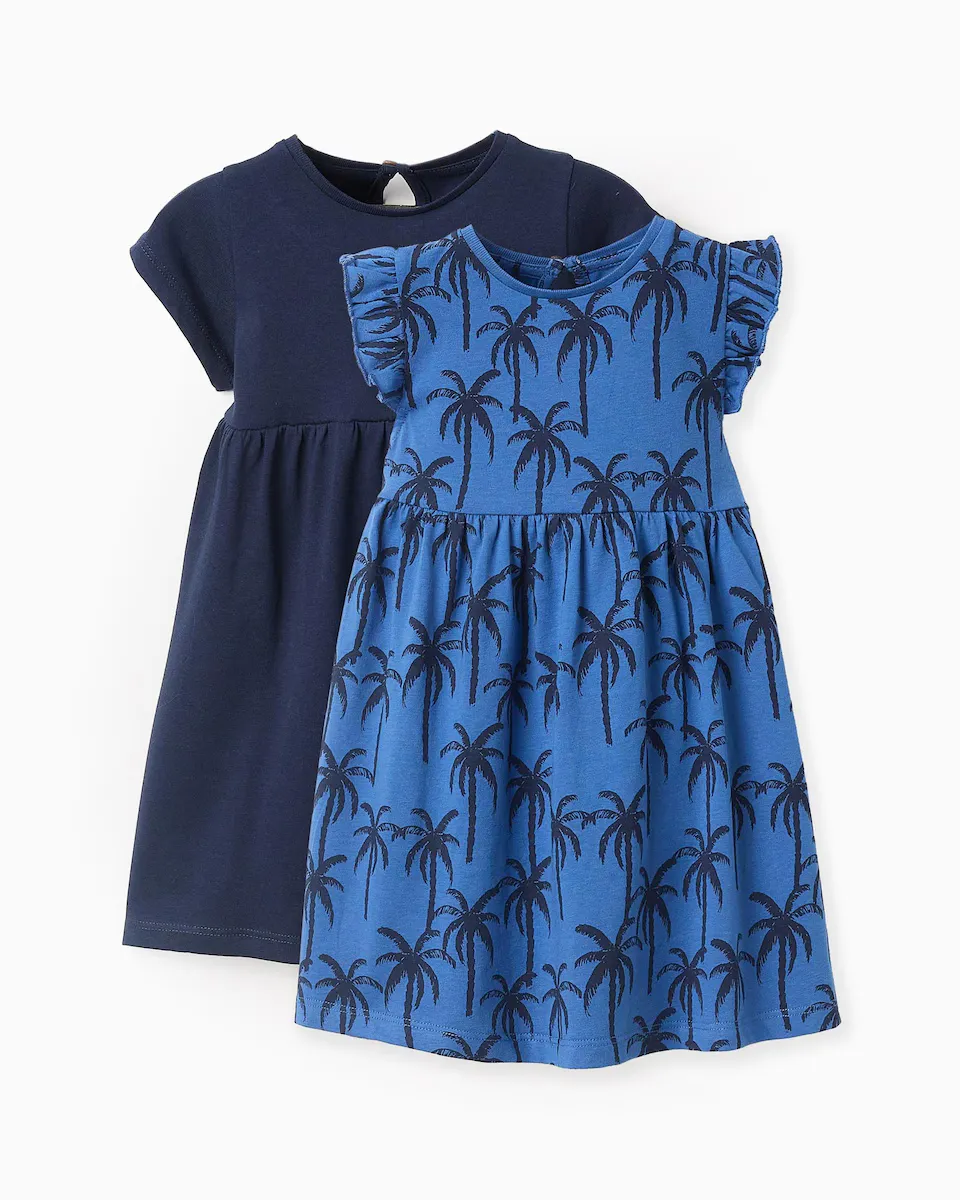 Упаковка из 2 платьев для девочек 100% однотонный хлопок с принтом Zippy, синий
Упаковка из 2 платьев для девочек 100% однотонный хлопок с принтом Zippy, синий