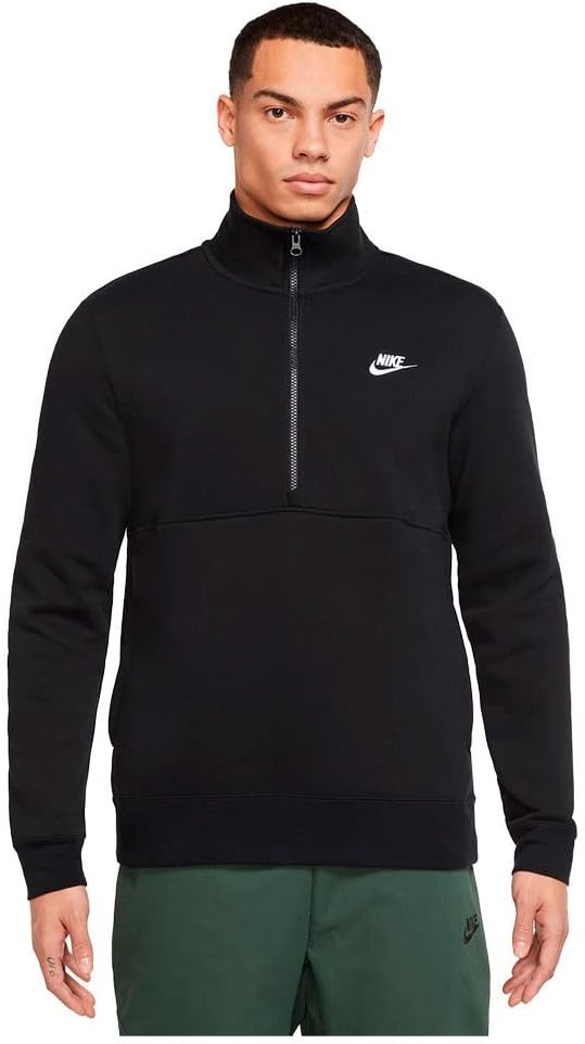 Мужская толстовка Nike Sportswear Club с молнией на 1/2 и начесом сзади, Black/Black/White
Мужская толстовка Nike Sportswear Club с молнией на 1/2 и начесом сзади, Black/Black/White
