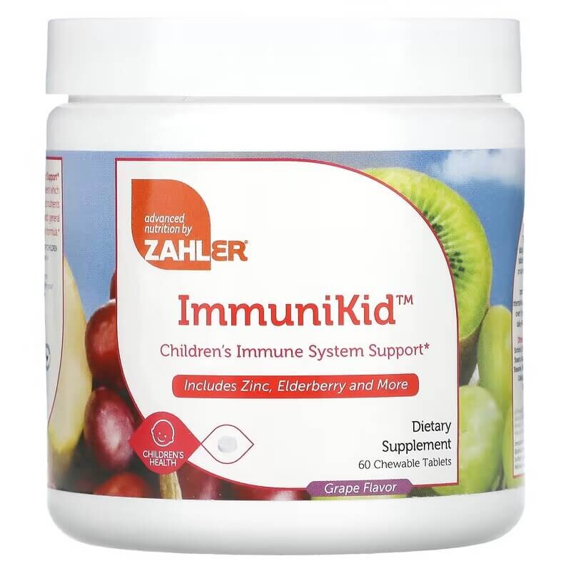 Поддержка детской иммунной системы Zahler ImmuniKid со вкусом винограда, 60 жевательных таблеток
Поддержка детской иммунной системы Zahler ImmuniKid со вкусом винограда, 60 жевательных таблеток