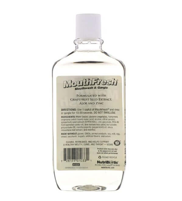 Mouth Fresh, жидкость для полоскания рта и полоскания, освежающая перечная мята, 473 мл, NutriBiotic
Mouth Fresh, жидкость для полоскания рта и полоскания, освежающая перечная мята, 473 мл, NutriBiotic
