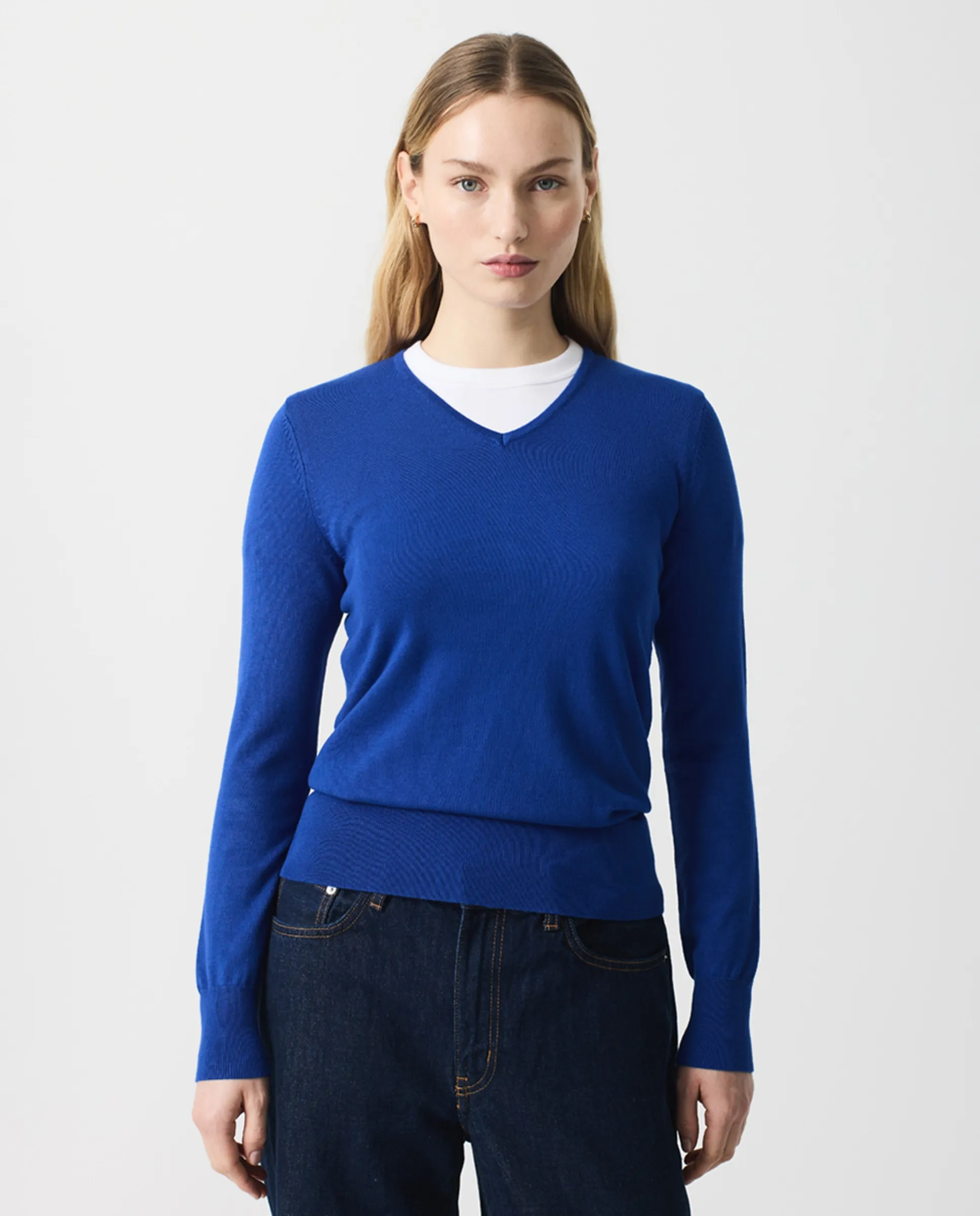 Женская базовая джемперовая кофта с широкой резинкой, V-образным вырезом и длинными рукавами Escorpion, индиго
Женская базовая джемперовая кофта с широкой резинкой, V-образным вырезом и длинными рукавами Escorpion, индиго