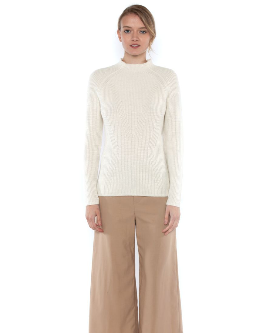 Женский свитер с длинными рукавами, крупной ребристой текстурой и воротником-стойкой из 100% чистого кашемира JENNIE LIU, Cream
Женский свитер с длинными рукавами, крупной ребристой текстурой и воротником-стойкой из 100% чистого кашемира JENNIE LIU, Cream