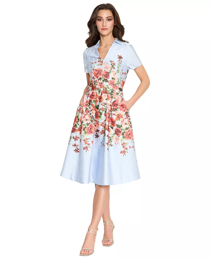 Женское платье с цветочным принтом и фактурной тканью, модель Fit & Flare от Tahari Tahari ASL, синий
Женское платье с цветочным принтом и фактурной тканью, модель Fit & Flare от Tahari Tahari ASL, синий