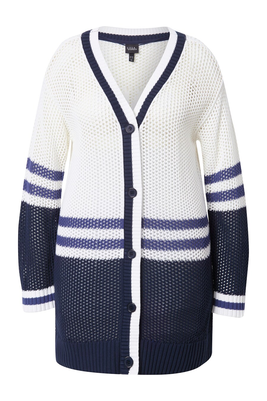 Вязаный кардиган Ulla Popken, Marine Blue/White/Natural White
Вязаный кардиган Ulla Popken, Marine Blue/White/Natural White