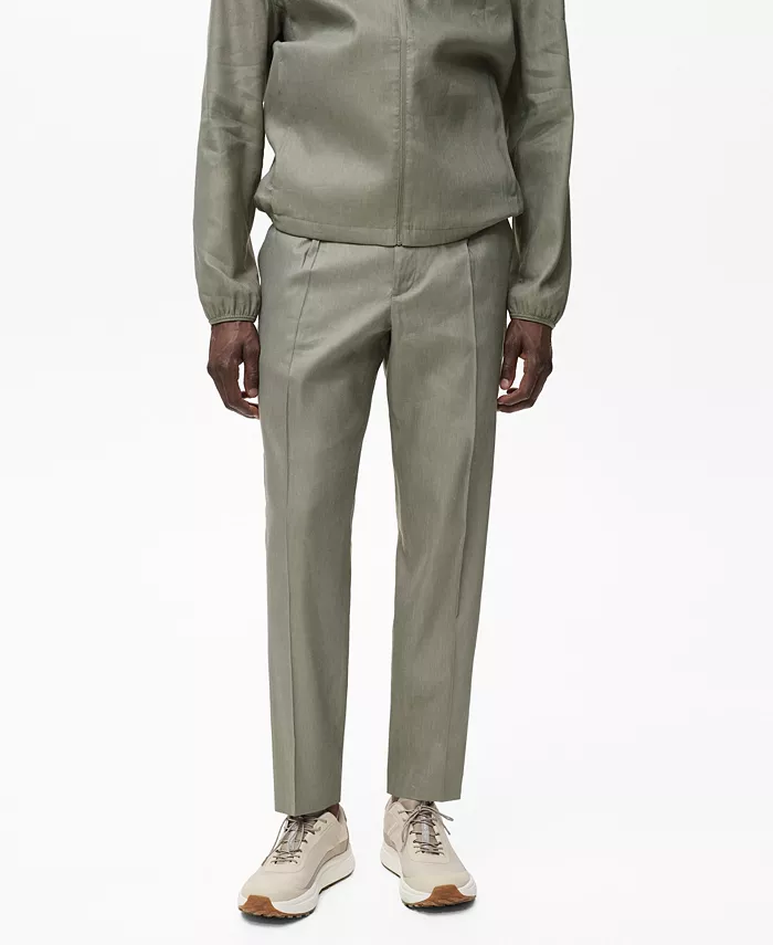 Мужские льняные брюки со складками MANGO, зеленый
Мужские льняные брюки со складками MANGO, зеленый