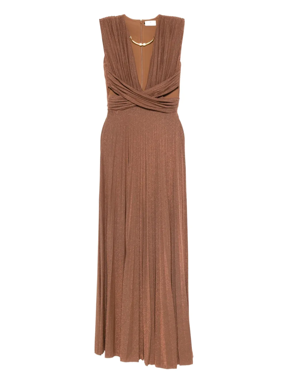 Плиссированное платье макси с перекрестными бретелями Elisabetta Franchi, коричневый
Плиссированное платье макси с перекрестными бретелями Elisabetta Franchi, коричневый