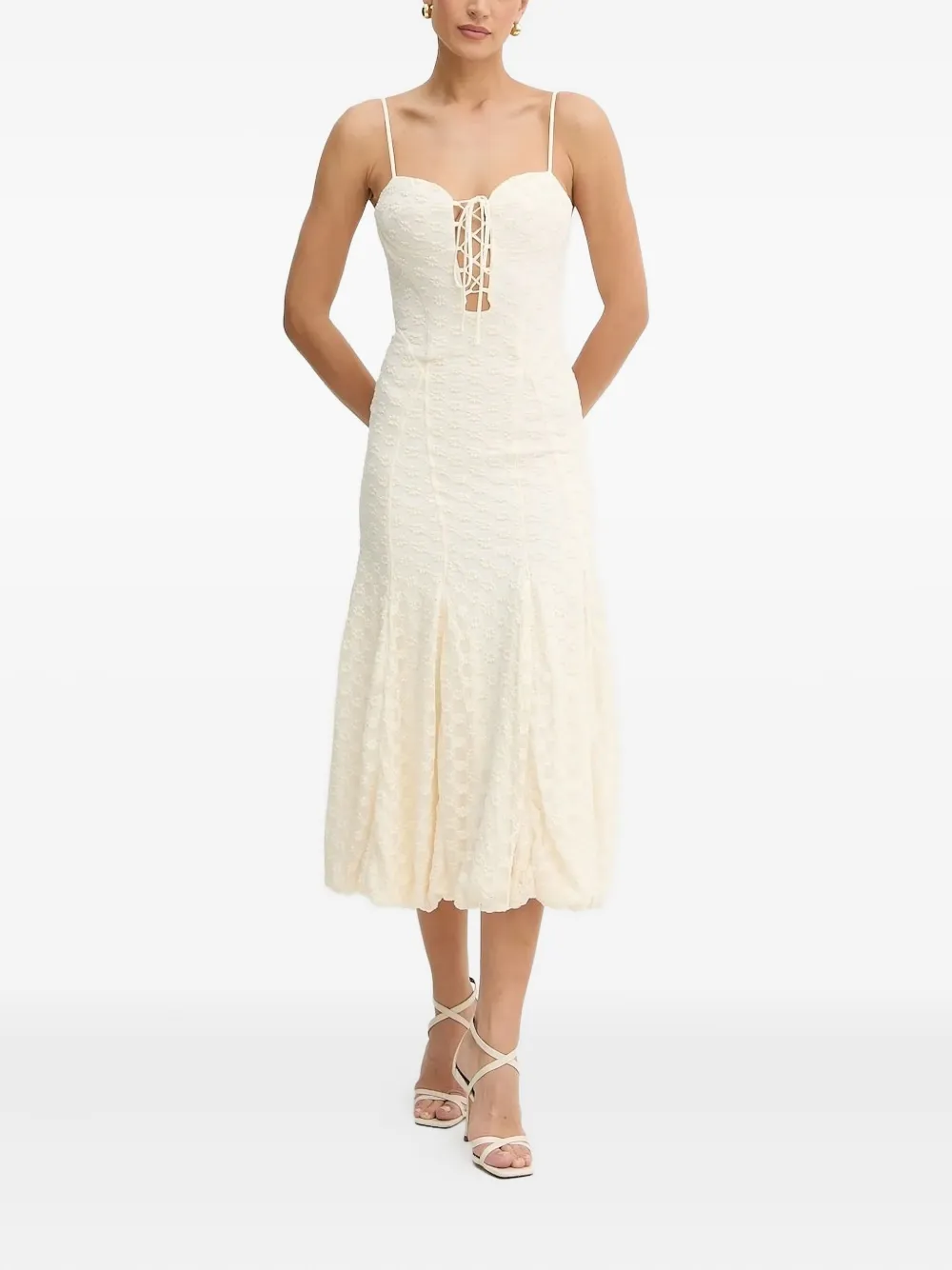 Платье миди с цветочным принтом и шнуровкой Bardot, белый
Платье миди с цветочным принтом и шнуровкой Bardot, белый