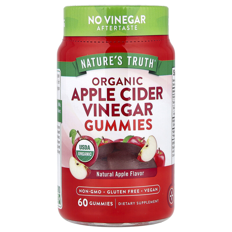 Nature's Truth, Жевательные мармеладки с органическим яблочным уксусом, натуральное яблоко, 60 жевательных таблеток
Nature's Truth, Жевательные мармеладки с органическим яблочным уксусом, натуральное яблоко, 60 жевательных таблеток